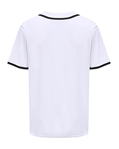 219EwEEiohL.jpg Mens Button Down Plain Baseball Jersey, Blank Softball Team Uniform, Hip Hop Hipster Short Sleeve Active Shirts