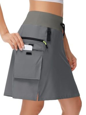 14" 20" Women's Hiking Cargo Skorts Skirts with Zipper Pockets Knee Length