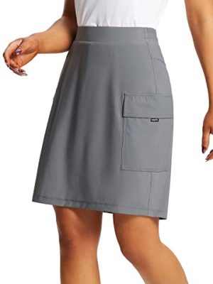 Women's Skorts Skirts Hiking Cargo Skorts Pockets 19" Knee Length Long Athletic Quick Dry Skirts UPF 50
