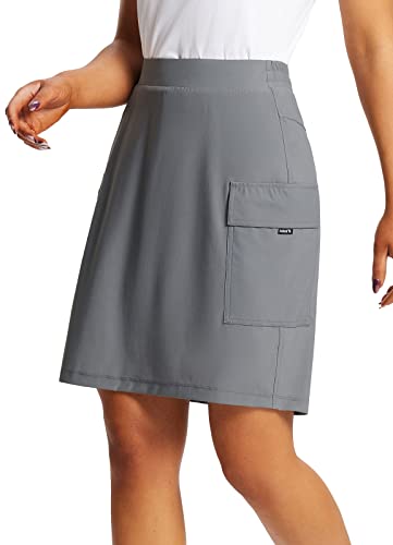 Women's Skorts Skirts Hiking Cargo Skorts Pockets 19" Knee Length Long Athletic Quick Dry Skirts UPF 50