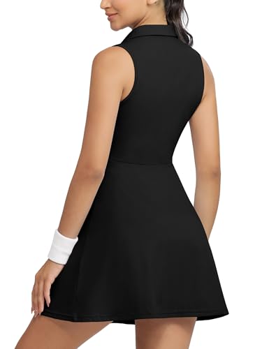 Tennis Dress for Women,Golf Dresses with Built in Shorts with 4 Pockets for Sleeveless Athletic Workout Dress