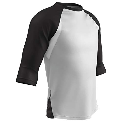 316UZ5g12hL.jpg Three-Quarter Raglan Sleeve Lightweight Polyester Baseball Shirt with Mesh Side Inserts