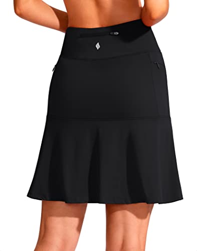 316uhM1VOsL.jpg 19" Golf Skorts Skirts for Women Zipper Pockets Knee Length Skort Women's High Waist Athletic Tennis Skirt