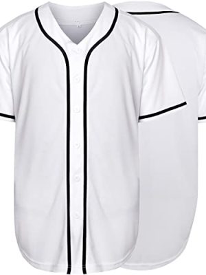 Plain Button Down Blank Baseball Jersey Short Sleeve Hipster Hip Hop T Shirts