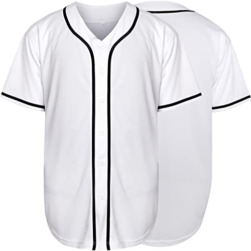 Plain Button Down Blank Baseball Jersey Short Sleeve Hipster Hip Hop T Shirts