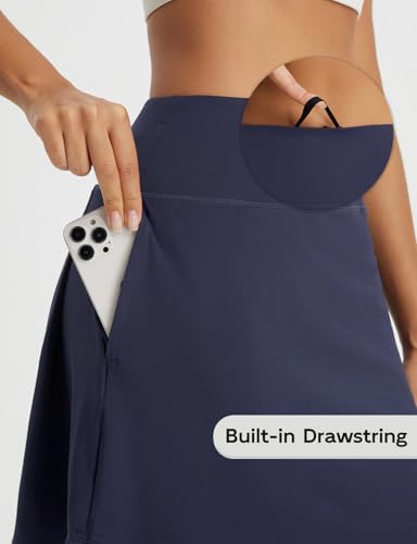 318mF5o7l0L.jpg Women's 18" Tennis Skorts Skirts Knee Length with Liner Shorts High Waisted Golf Pickleball Athletic with Pockets