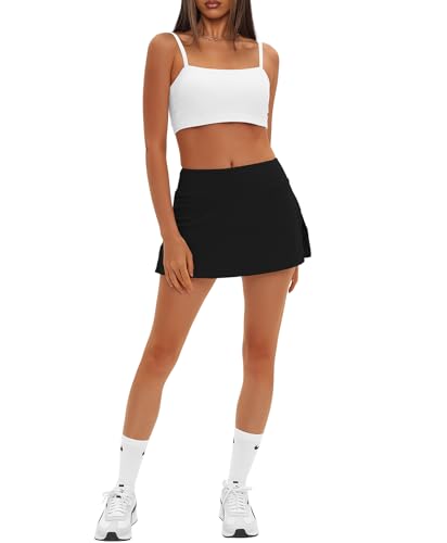 318v0A9fkZL.jpg Womens Tennis Skirt with Pockets Shorts High Waisted Side Slit Skort Workout Golf Skirt Athletic Skorts