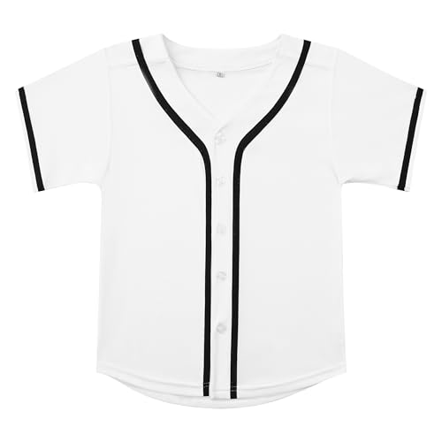 319ghXzYcqL.jpg Youth Button Down Plain Baseball Jersey, Blank Softball Team Uniform, Hip Hop Hipster Short Sleeve Active Shirts