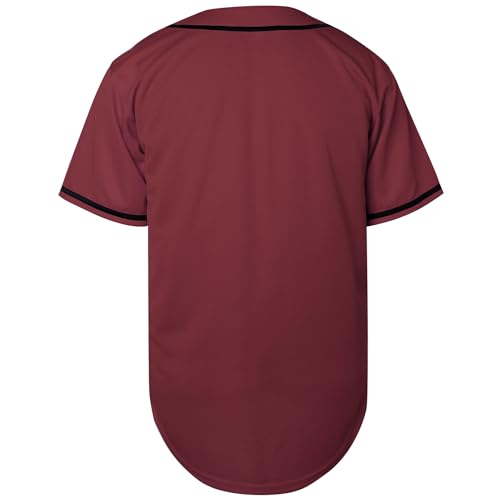 31A3mo0-kpL.jpg Blank Baseball Jersey, Short Sleeve Plain Jersey Shirt Sports Hip Hop for Men Women(X-Large, Claret)