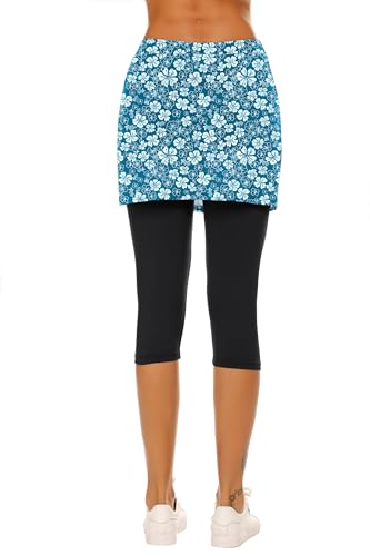 Skirted Leggings for Women Tennis Golf Skorts Capris Gym Yoga Legging with Skirts
