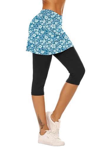 Skirted Leggings for Women Tennis Golf Skorts Capris Gym Yoga Legging with Skirts