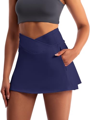31GwcoN82L.jpg Golf Skirts for Women Crossover High Waisted Athletic Skirt Skorts Stretchy Golf Skirt with Shorts and 4 Pockets