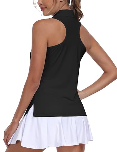 Women's Golf Shirts Sleeveless Tennis Tank Tops Racerback Polo V Neck Collared Quick Dry Athletic Tanks