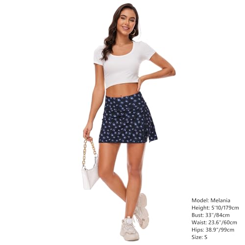 Women’s Tennis Skirts High Waisted Mini Golf Skirt with Shorts Pockets Side Slit Skort Quick Dry for Athletic