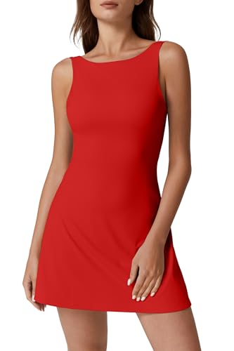 31K9NooCgL.jpg Womens Open Back Tennis Dress Sleeveless Built in Shorts Golf Athletic Dress with Pockets