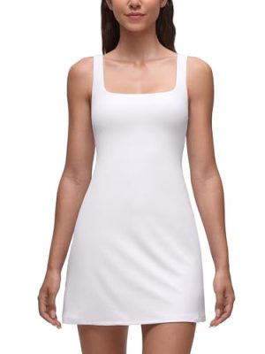 Butterluxe Square Neck Tennis Dresses for Women A line Mini Casual Travel Holiday Summer Outfits with Shelf Bra