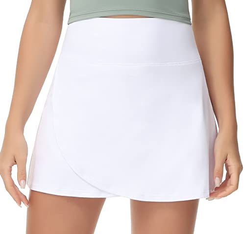 31KOZkI9ToL.jpg Women's High Waisted Tennis Skirts Crossover Hemline Back Pleated Golf Skorts with Inner Shorts