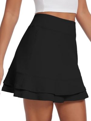 Womens Tennis Skirt 16" Skorts for Woman Dressy Casual High Waisted Golf Athletic Ruffle Skirts with Pockets