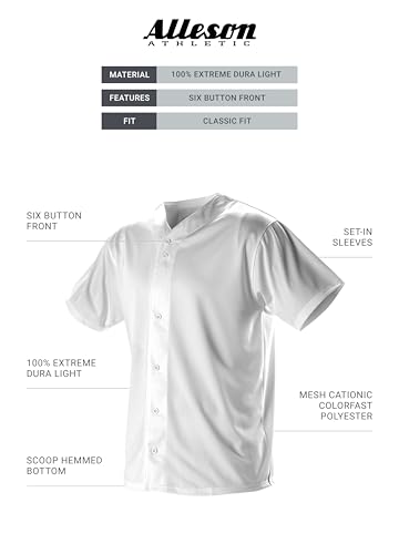 31P8ap2oErL.jpg Boys' Full Button Baseball Jersey – Comfortable, Classic Fit, and Moisture-Wicking Technology