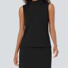 31PK1CqI4L.jpg Two Piece Skirt Set for Women Sweatsuits Tennis Outfits Casual Mock Neck Sleeveless Top Elastic Short Skorts