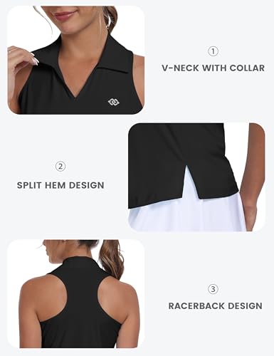 Women's Golf Shirts Sleeveless Tennis Tank Tops Racerback Polo V Neck Collared Quick Dry Athletic Tanks