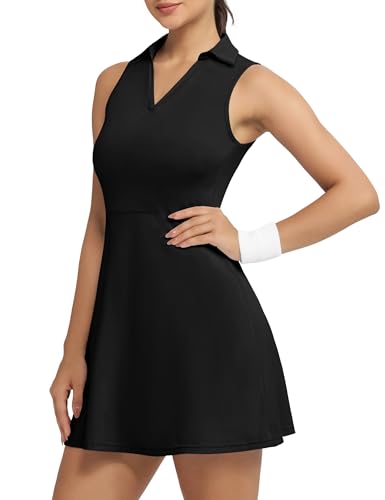 Tennis Dress for Women,Golf Dresses with Built in Shorts with 4 Pockets for Sleeveless Athletic Workout Dress