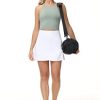 31TeAmxYV5L.jpg Women's High Waisted Tennis Skirts Crossover Hemline Back Pleated Golf Skorts with Inner Shorts