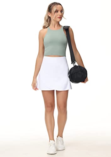 31TeAmxYV5L.jpg Women's High Waisted Tennis Skirts Crossover Hemline Back Pleated Golf Skorts with Inner Shorts