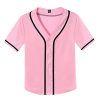 31XwKuY5GuL.jpg Women's Baseball Jerseys Blank Button Down V-Neck Softball Team Uniform Fashion Simple Wide Stripe Short Sleeve