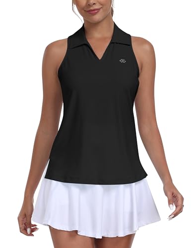 Women's Golf Shirts Sleeveless Tennis Tank Tops Racerback Polo V Neck Collared Quick Dry Athletic Tanks