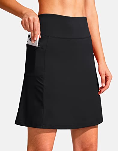 31aEBB4oNwL.jpg 19" Golf Skorts Skirts for Women Zipper Pockets Knee Length Skort Women's High Waist Athletic Tennis Skirt