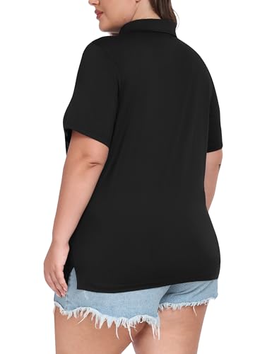 31az6IOrKVL.jpg Plus Size Golf Polo Shirts for Women Zip Up Short Sleeve Collared Tennis Workout Tops Sport Athletic Activewear XL-5XL