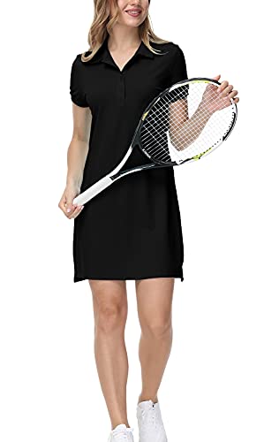 31kV6o01lWS.jpg Women's Golf Tennis Dress Sports Polo Dress Short Sleeve Quick Dry Casual Workwear Button