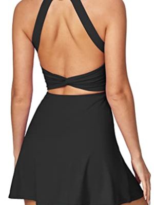 Tennis Dress with Built in Shorts and Bra Athletic Dress for Women Summer Cut Out Twisted Golf Workout Dress