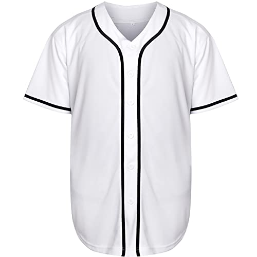 Plain Button Down Blank Baseball Jersey Short Sleeve Hipster Hip Hop T Shirts