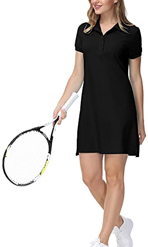 31m51wbiEpS.jpg Women's Golf Tennis Dress Sports Polo Dress Short Sleeve Quick Dry Casual Workwear Button