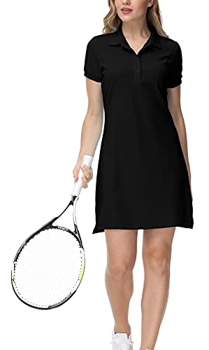 31ohxabTMnS.jpg Women's Golf Tennis Dress Sports Polo Dress Short Sleeve Quick Dry Casual Workwear Button