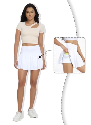 31prrEn2HSL.jpg Womens Pleated Skirt High Waisted Mini Tennis Skirts for Women with Shorts Pockets Pickleball Skater Cheer Skorts