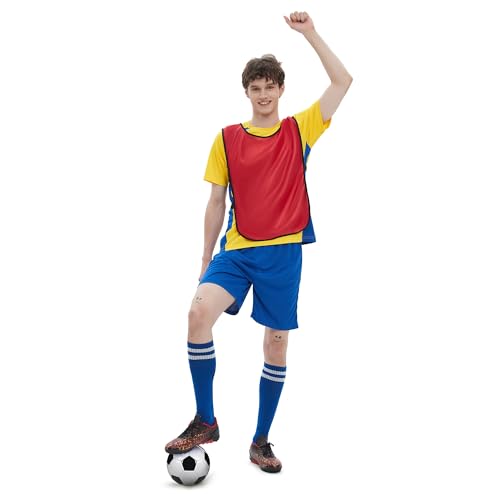 Soccer Pinnies Scrimmage Vests (12 Pack) Sports Jersey for Youth Adult