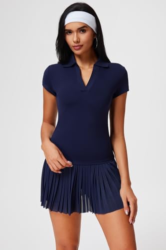 31shlVwAbnL.jpg Tennis Skirt Set for Women Two Piece Golf Outfits High Waisted Pleated Athletic Skirt Outfits with Pockets