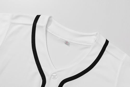 31t6Jh15fyL.jpg Youth Button Down Plain Baseball Jersey, Blank Softball Team Uniform, Hip Hop Hipster Short Sleeve Active Shirts