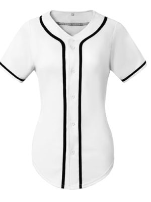 Women Baseball Jersey Softball Shirt Button Down Short Sleeve T-Shirts V-Neck Tops Hip Hop Sports Clothes