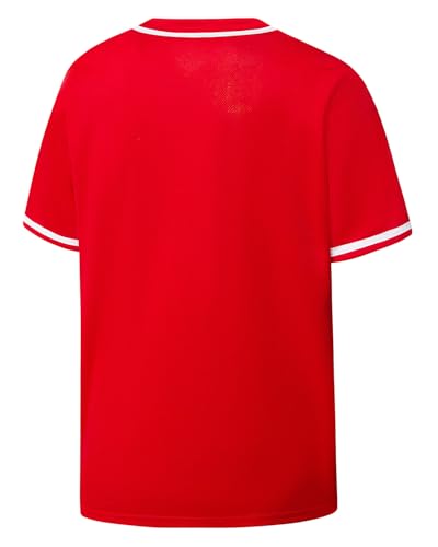 Mens Button Down Plain Baseball Jersey, Blank Softball Team Uniform, Hip Hop Hipster Short Sleeve Active Shirts