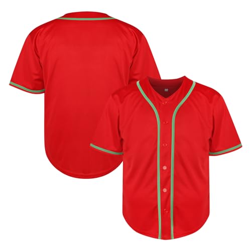 31vdZqqPPPL.jpg Men's Baseball Jersey Blank Softball Jersey Casual Short Sleeve Button Down T-Shirt
