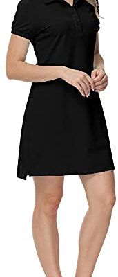 Women's Golf Tennis Dress Sports Polo Dress Short Sleeve Quick Dry Casual Workwear Button