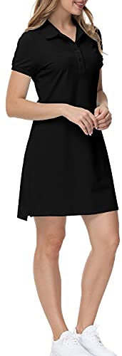 31wgOa8NjmS.jpg Women's Golf Tennis Dress Sports Polo Dress Short Sleeve Quick Dry Casual Workwear Button