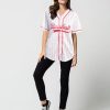 31ws6PmR6aL.jpg Baseball Jersey for Women Baseball Shirt: Baseball Graphic Button Down Plain Tshirts Sports Active V Neck Tee Tops