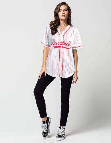 31ws6PmR6aL.jpg Baseball Jersey for Women Baseball Shirt: Baseball Graphic Button Down Plain Tshirts Sports Active V Neck Tee Tops