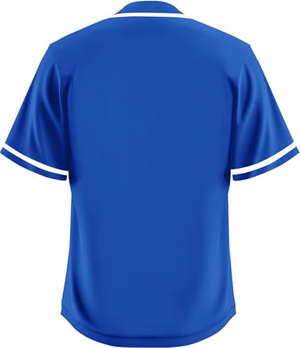 31x4mxMZuHL.jpg Blue Blank Baseball Jersey for Men Casual Button-Down Short Sleeve Athletic Team Uniform(Large Size)