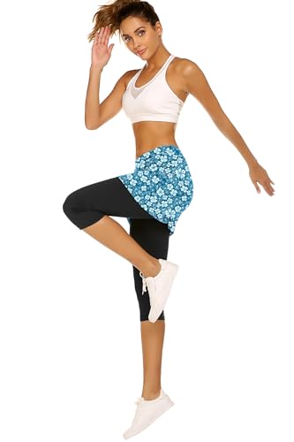 Skirted Leggings for Women Tennis Golf Skorts Capris Gym Yoga Legging with Skirts